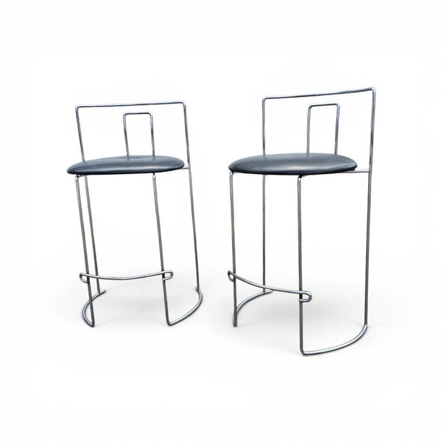 2 x Gaja stool by Kazuhide Takahama for Simon Gavina / black leather Heigh 85 Width 51 Depth 44 Seat height 64 cm This...