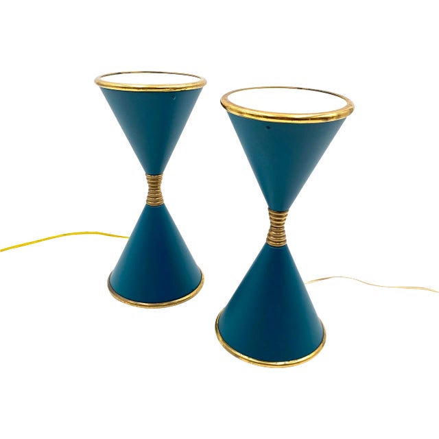 Italian Clessidra Table Lamps by Angelo Lelli for Arredoluce, 1960s, Set of 2 For Sale