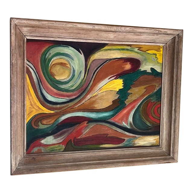 1950s Mid-Century Modern Abstract Oil Painting For Sale