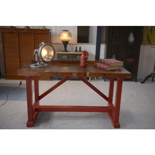 Industrial Beech Workshop Workbench, 1950s For Sale - Image 6 of 13