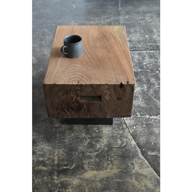 Japanese Mid 20th Century Small Old Japanese Low Table Made of Zelkova Wood/Modern Side Table For Sale - Image 3 of 18