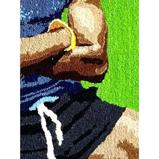 Contemporary Cedric Vu "Do You Smell Fumes?" Tufted Yarn Self Portrait, Gas Mask Figure, Electric Green, Contemporary California Textile Art, Pop Art, 2025 For Sale - Image 3 of 8