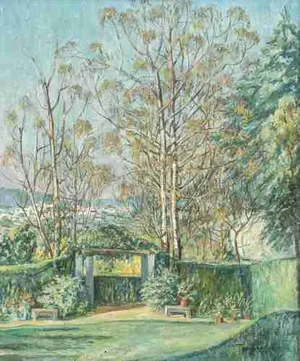 Theodora Andresen, Garden of the House on António Cardoso Street, Oil on Canvas