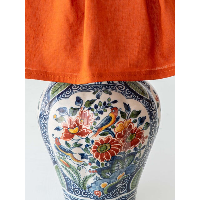 Metal Chinoiserie Delft Table Lamp by Royal Tichelaar Makkum, 1940s For Sale - Image 7 of 17