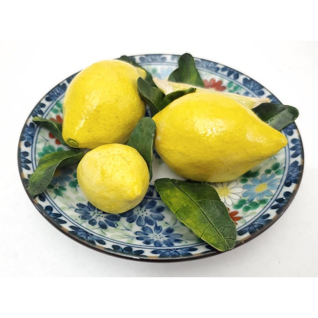 Aldo Londi Faience Majolica French Trompe l'Oeil 3d Sculpture Plate Topiary Lemon Style by Christine Viennet For Sale - Image 4 of 9