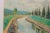 1950s Mid-Century Swedish Folk Art Original Oil Pastel Painting, Canal With a Rowboat and Greenery For Sale In San Diego - Image 6 of 18