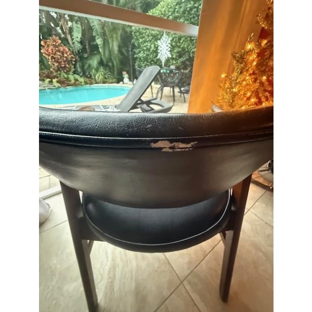 Black Vintage Pair of Hon Mid Century Solid Walnut Dinning/Guest Chairs Black Vinyl For Sale - Image 8 of 11