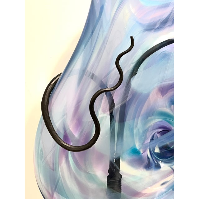 David Lindsey “Signature Series” Large Studio Art Glass Vessel Sculpture, 1998 This monumental hand blown studio art glass...