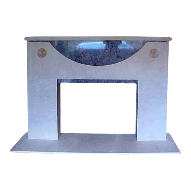 Ronn Jaffe One-of-a-Kind Modern Architectural Marble Mantel- Rare Blue Bahia & Lt Beige For Sale