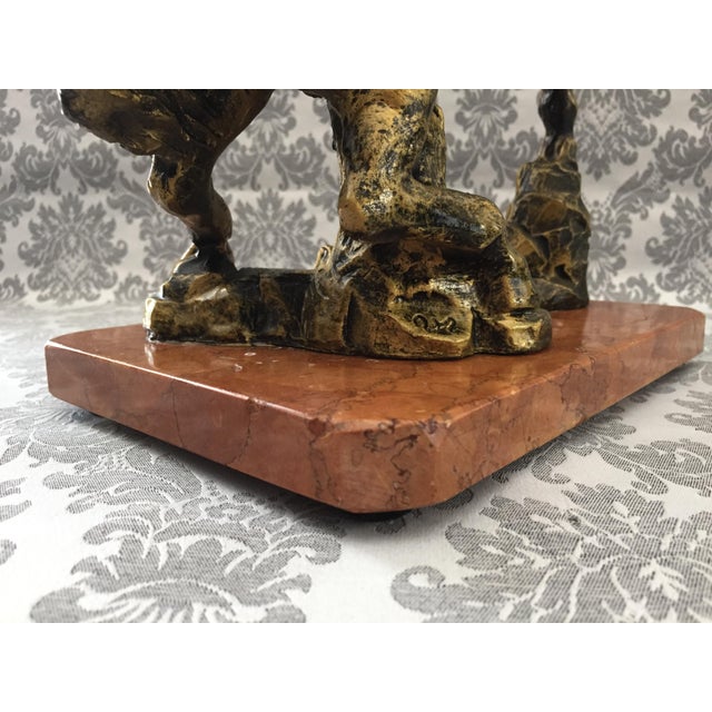 Stone Vintage Horse Animal Sculpture on Oxolyte Marble Base , 1970s For Sale - Image 7 of 14