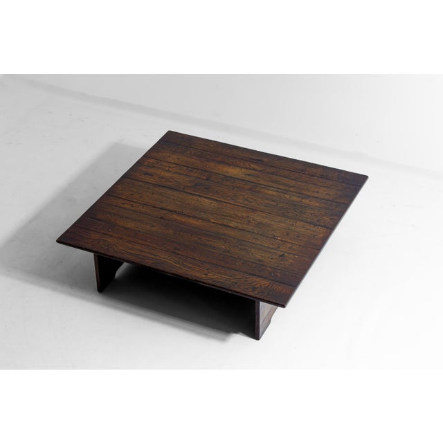 Large Rustic Brutalist Coffee Table in Patinated Wood, 1980s For Sale - Image 17 of 17