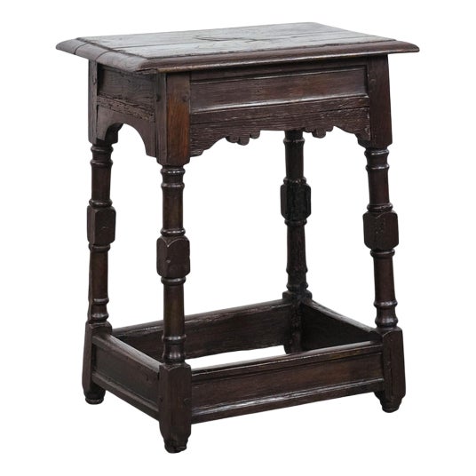 Antique English Oak Side Table or Stool, 18th Century For Sale