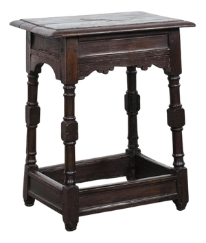 Antique English Oak Side Table or Stool, 18th Century