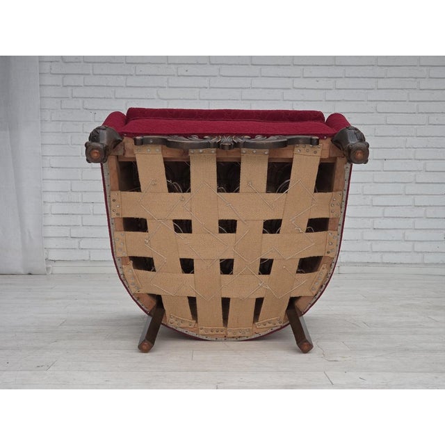 Danish Armchair in Red and Light Grey Wool and Oak, 1950s For Sale - Image 11 of 18