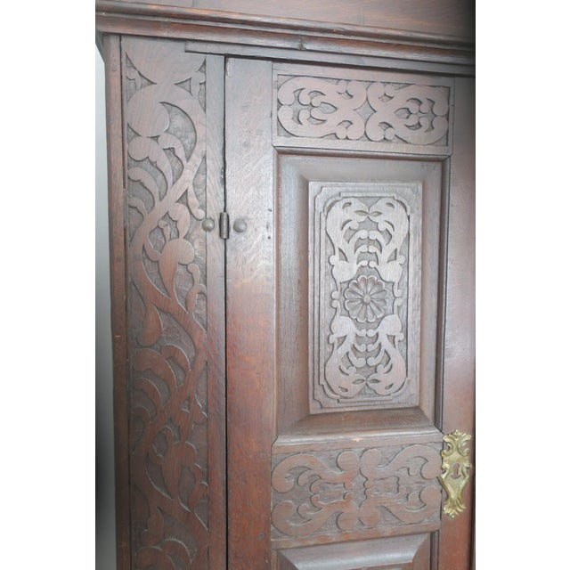 Antique Carved Oak Farmhouse Wardrobe, 1780 For Sale - Image 9 of 18