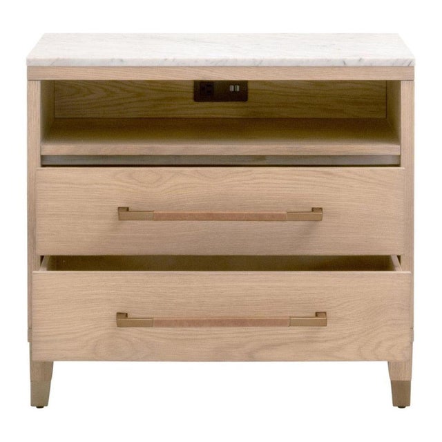 Cambria Marble Topped 2-Drawer Nightstand For Sale - Image 4 of 9