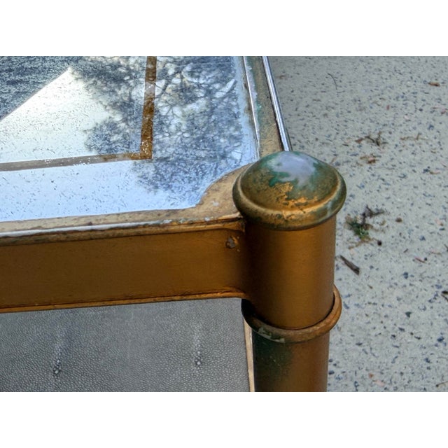 Lillian August 'Anton' Aged Brass and Shagreen Side Table For Sale - Image 10 of 14