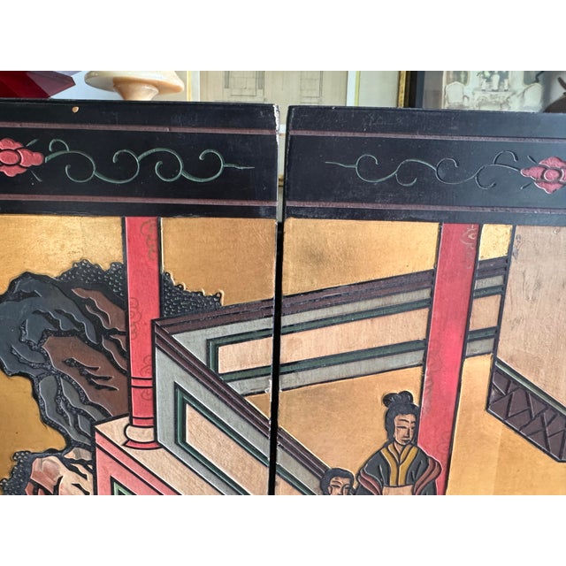 Vintage Japanese Cotomandel/ Wall Panel/ Screen For Sale - Image 4 of 7
