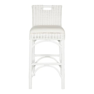 Rattan Barstool in White & Eggshell For Sale