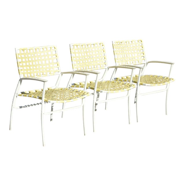 Medallion Aluminum Yellow Woven Vinyl Strap Patio Pool Lounge Chair 1