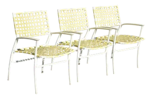 Medallion Aluminum Yellow Woven Vinyl Strap Patio Pool Lounge Chair - 1 Chair