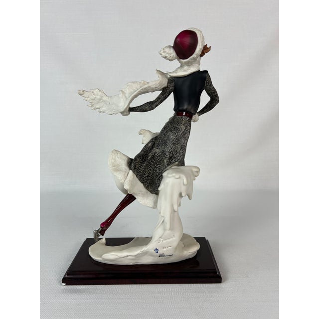 Charcoal 1980s Giuseppe Armani Signed Italian Sculpture “Skating Girl -Winter” For Sale - Image 8 of 12