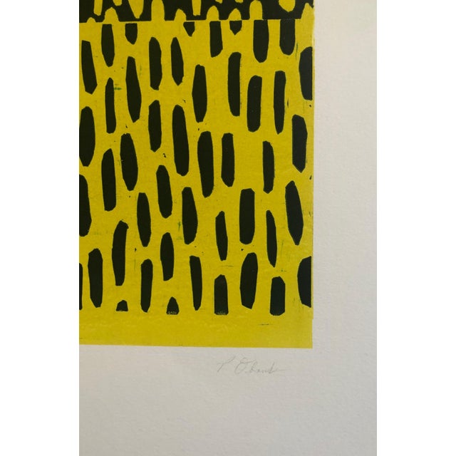 Pierre Obando, Abstract Expressionist Modernist Yellow Blue Monoprint Monotype Painting Print, 1997 For Sale - Image 4 of 5