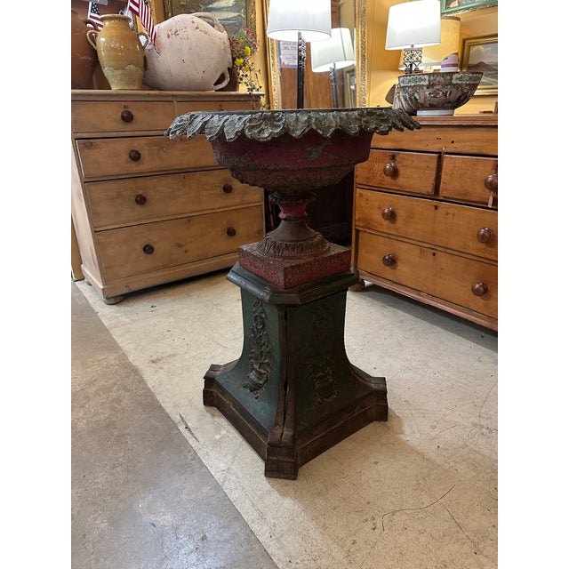 Late 19th Century 19th Century Victorian Cast Iron Urn With Plinth Base For Sale - Image 5 of 13