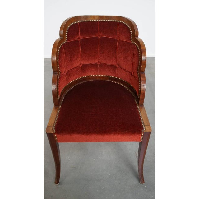 Art Deco Cloud Dining Side Chair with Luxurious Red Upholstery For Sale - Image 6 of 15
