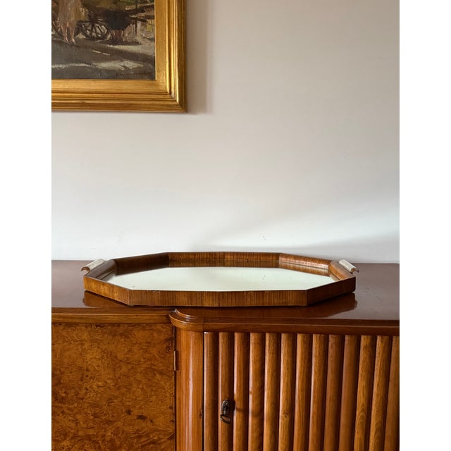 Great mid-century modern Macassar mirror tray, Brazil 1960s. H 3,5 cm. 64 X 45 cm. Conditions: good consistent with age...