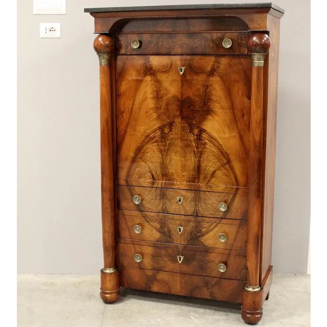 19th Century Empire Secretaire in Walnut For Sale - Image 13 of 13