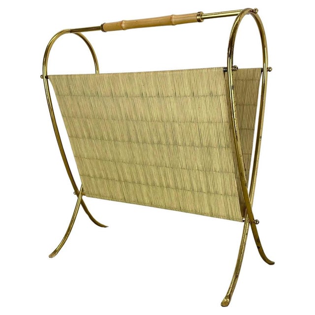 Bauhaus Brass and Bamboo Magazine Holder, Austria, 1950s For Sale - Image 16 of 16