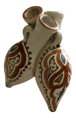 Moroccan Glazed Terracotta Three Intertwined Jug Vase
