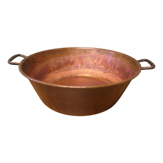 Large 19th Century Double Handled Copper Preserving Pan, 1920 For Sale