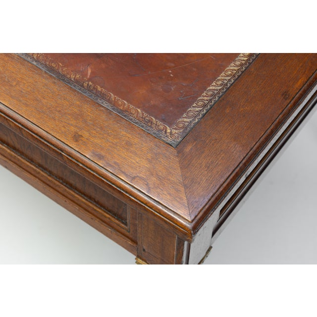 Wood Antique Writing Table with Leather Top, 1900 For Sale - Image 7 of 12