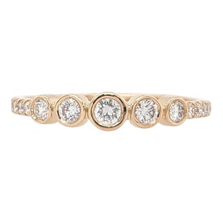Diamond Band Ring in Solid 14k Yellow Gold Round 2.6mm Earth Mined Diamonds Size 6.75 For Sale