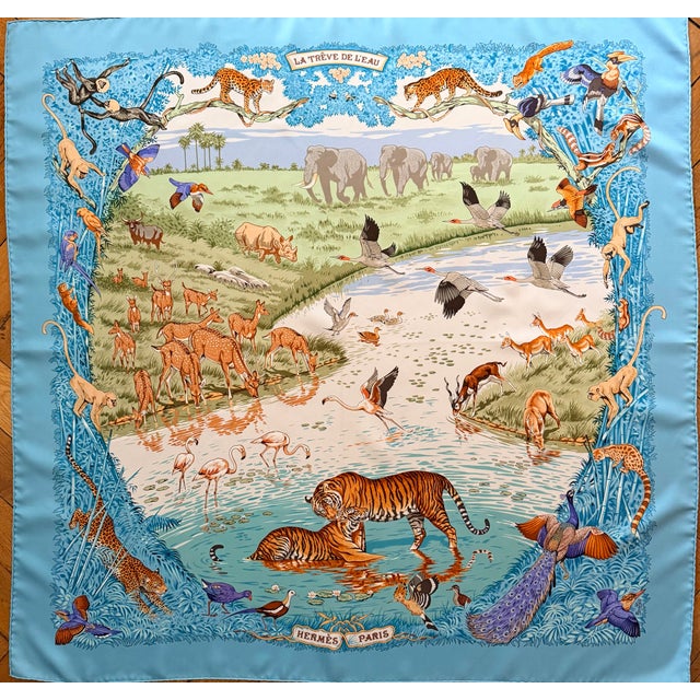 Hermès La Trêve De L’eau 2005 Silk Scarf Designed by Robert Dallet For Sale - Image 10 of 11