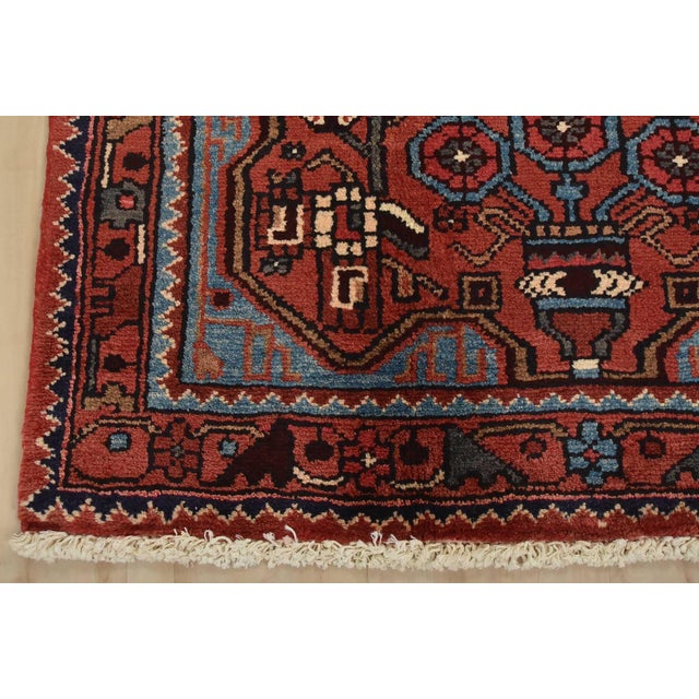 Textile Hamedan Rug 2’10” X 4’6” Red Wool Vintage Tribal Hand-Knotted Carpet For Sale - Image 7 of 10