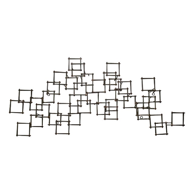 Vintage Brutalist Abstract Metal Nail Wall Art Sculpture, circa 1970 For Sale