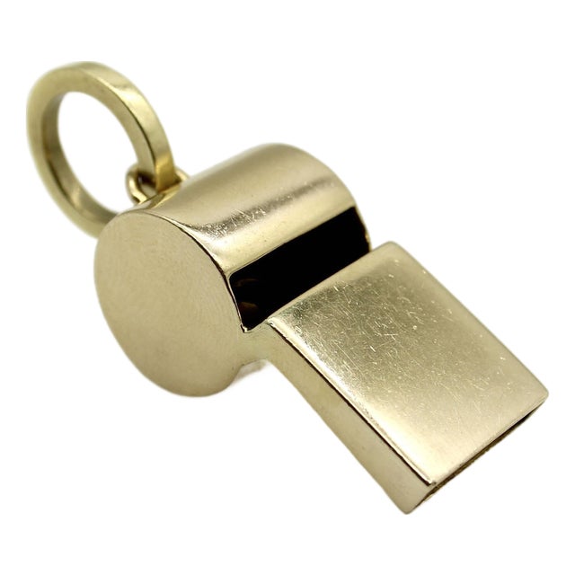 Vintage 18k Gold Large Whistle Pendant Charm For Sale