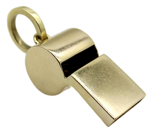 Vintage 18k Gold Large Whistle Pendant Charm