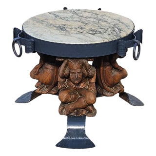 Forged Iron Lounge Table with Marble Top by Jean Maurice Rothschild, 1950s For Sale