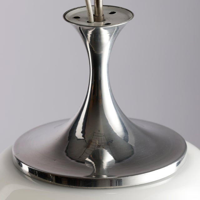 Vintage Pendant Lamp in Chrome and Hand-Blown Opal Glass, Italy, 1960s For Sale - Image 6 of 9