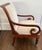 Traditional Kindel Neoclassical Empire Regency Mahogany Scroll Lounge Arm Chair With New Upholstered Scalamandre Mohair For Sale - Image 3 of 5