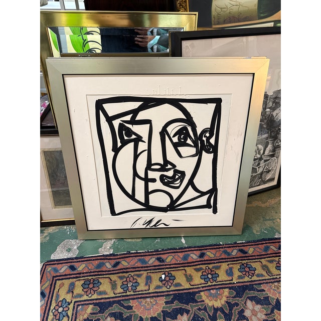 Fantastic original abstract painting by Peter Keil. This unique piece was executed with oil on board. It depicts a cubist...