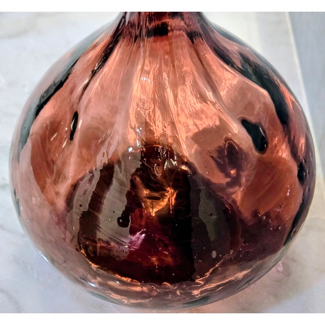 Amethyst Amethyst Hand-Blown Ribbed Glass Decanter – Rough Pontil, Mid-Century For Sale - Image 8 of 11