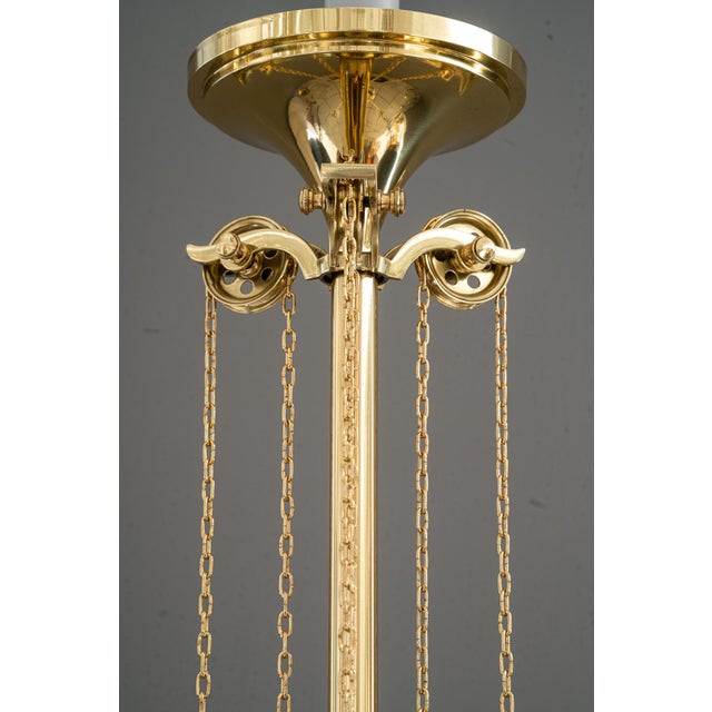 Art Deco Adjustable Chandelier with Opal Glass Shades, Vienna, 1920s For Sale - Image 13 of 18
