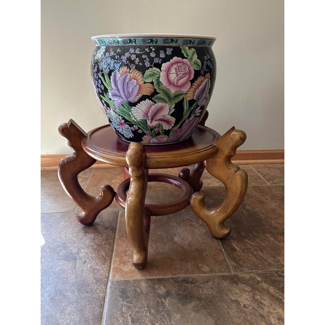 Large Chinese Rosewood Carved Pedestal Base Stand Fish Bowl Planter Jardiniere For Sale - Image 12 of 12