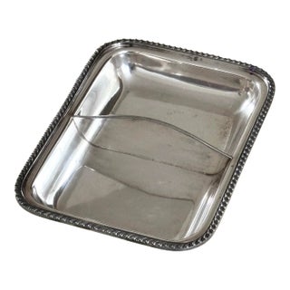Vintage Silver-Plated Platter Divided Serving Tray With Gadroon Border For Sale