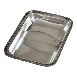 Vintage Silver-Plated Platter Divided Serving Tray With Gadroon Border
